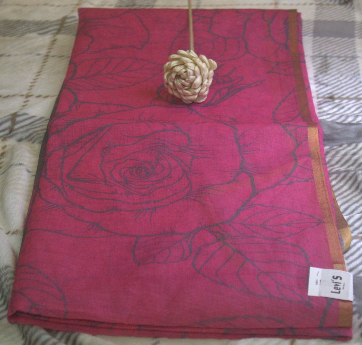 TRENDY LINEN SAREE - PINK